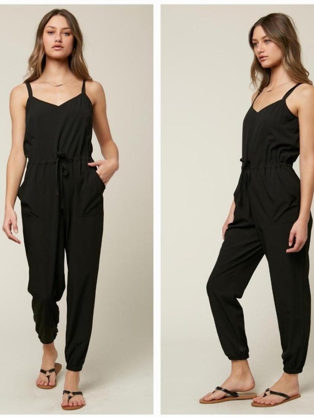 O'Neill Black Drawstring Strap Jumpsuit